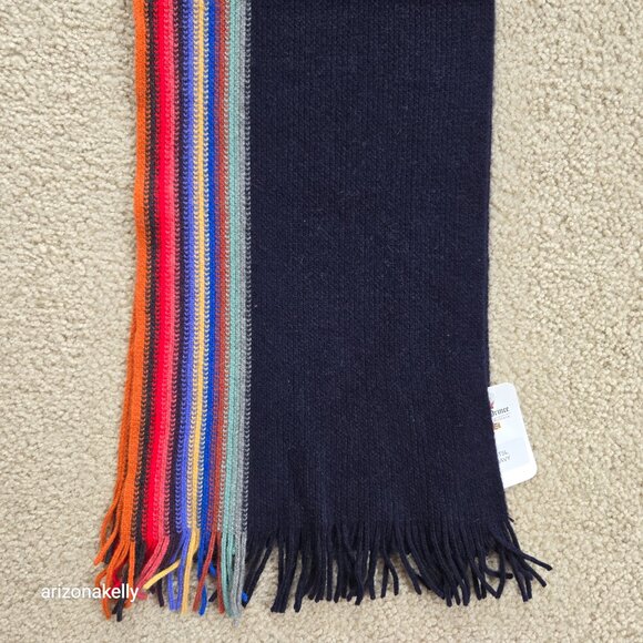 NWT Merino Angora Knit Scarf Stripe Glen Prince Wool - Picture 1 of 9